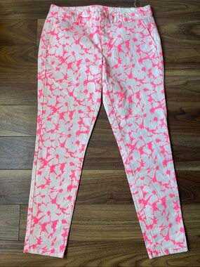 GAP Khakis Neon Pink white Skinny Mini Jeans Pants with Pockets Summer Size 6